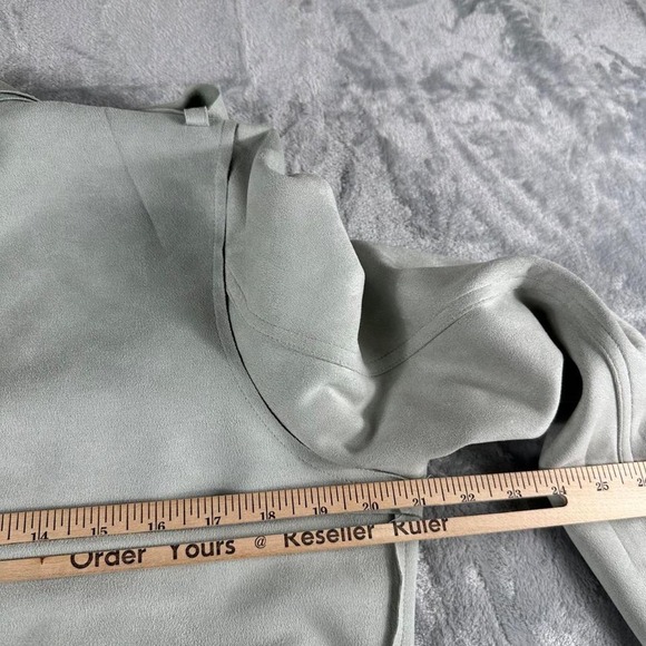 Few‎ Moda New York Trench Coat Women's Large Green Faux Suede Y2K Academia Boho - Picture 7 of 8